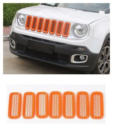 Nicebee Orange ABS 7pcs/Set Car Front Mesh Grille Inserts Grill Trim Cover Overlay Ring Exterior Accessories for Jeep Renegade 2014-2018