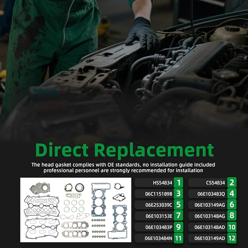 Image of Head Gasket Set for VW T-ouareg,11-18,for Audi A4 /S4 /A5 /S5 /A6 09-17,OE HS54834 CS54834 06C115189B 06E103153E 06E103148AD 06E103149AD(77pcs)