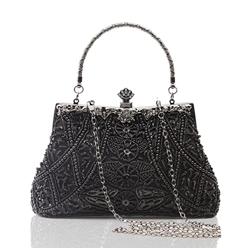Image of BABEYOND 1920s Flapper Clutch Gatsby Pearl Handbag Roaring 20s Evening Clutch Beaded Bag 1920s Gatsby Costume Accessories