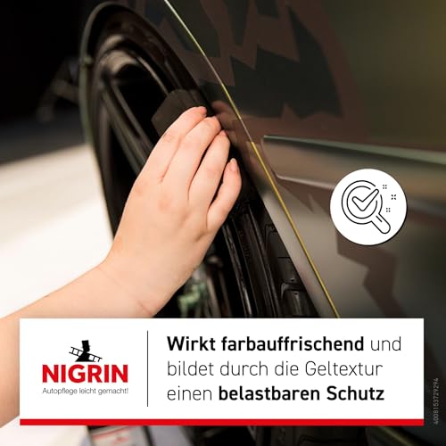 NIGRIN Performance Reifen-Gel, 300 ml, schützt Autoreifen vor UV-Strahlen, Schmutz und Salz, mit Spezialschwamm zum Auftragen für Reifen-Pflege und Reifen-Glanz
