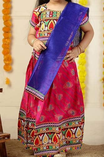 Image of AHHAAAA Kids Embroidered Traditional Ghoomar Lehenga Choli |Chania Choli|Radha Dress|Navratri /Dandiya /Garba Dress with Dupatta for Girls Y0040