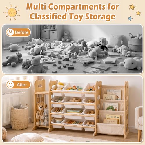 60.7" JUOIFIP Toy Storage Organizer w/ Bookshelf & Stuffed Animal Storage - image 3