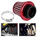 38mm Filtre à Air Rond Cône Universel Automatique Prise D'air Froid Kit D'induction Filtre à Air d'Entrée Kit Filtre à air de Moto pour Moto Tout-terrain VTT Quatre Pit Bike(Rouge)