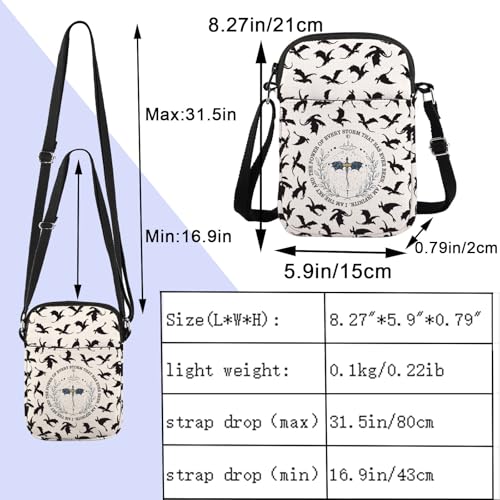 ENSIANTH Dragon Rider Crossbody Purses Bag Dragons Dark Academia Reader Gift Violet Sorrengail Fantasy Bookish Messenger Bag2