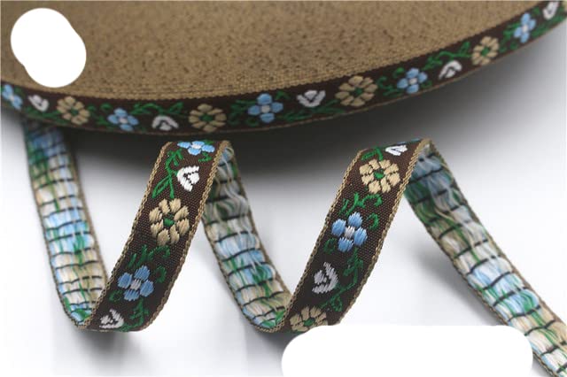 5 Yards 2 CM Vintage Ethnique Jacquard Broderie Ruban Boho Dentelle Garniture DIY Vêtements Sac Accessoires Custom-H35 18mm, 20 YARDS