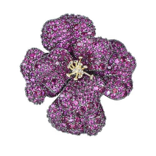 Image of Elegant Crystal Blooming Rose Flower Brooch Lapel Pin Breastpin for Women Birdal Cardigan Hat Scarf Suit Sweater Floral Pins