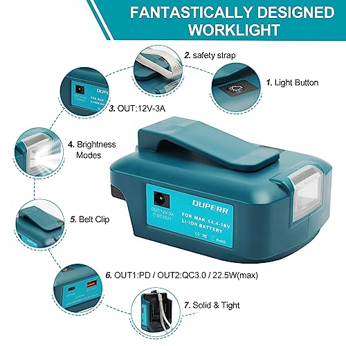 QUPERR - Adp05 Power Source Battery Adapter Arbeitslichtkonverter für Makita 14,4 V & 18 V Akku mit einem...