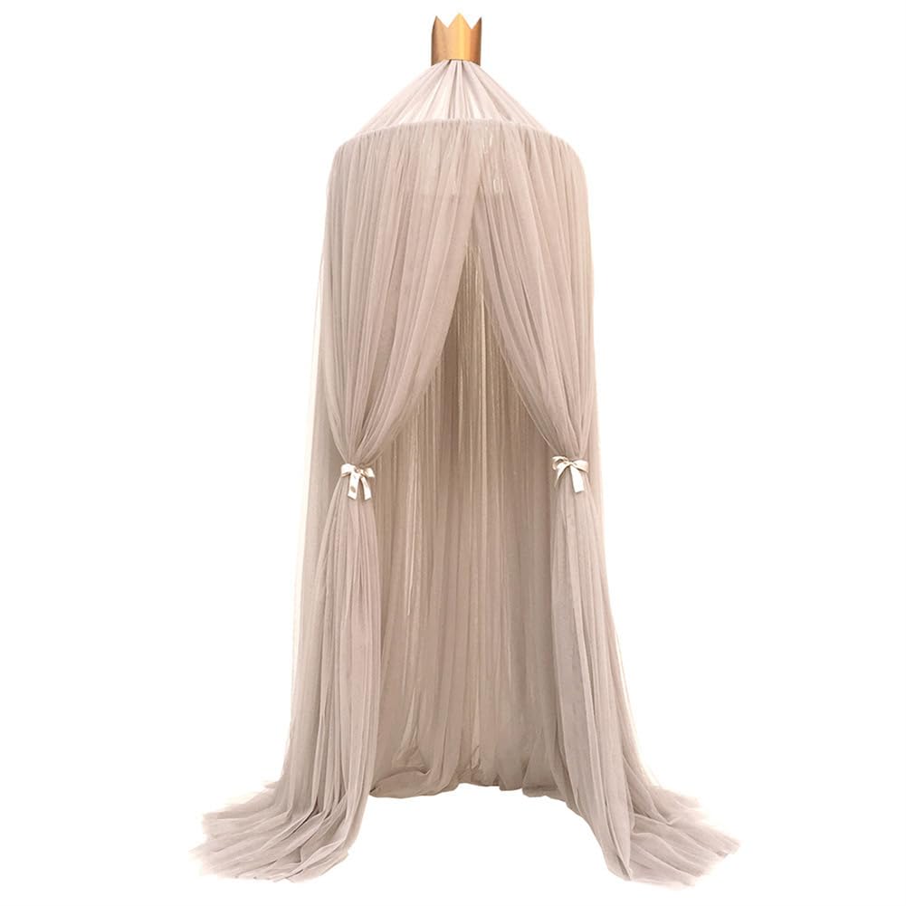Odot Bed Canopy for Girls and Boys, Hanging Canopy for Bedroom Kids Bed Canopies for Children, Princess Bed Mosquito Net Dome for Baby Cot, Nursery, Reading Corner (Khaki)