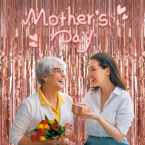 Image of Rose Gold Birthday Party Decorations 2Pack Backdrop Curtains Halloween Decorations Photo Booth Props Decorations