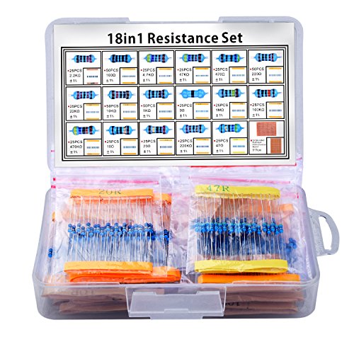 kuman 17 Values 1% Resistor Kit Assortment, 0 Ohm-1M Ohm (Pack of 525) with 5x7cm Solder Finished Prototype PCB Circuit Board Breadboard for Arduino Rasbperry pi 3 2 1 Model B B+ A DIY K78
