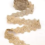 Gold Lace Trim Venice Gold Lace Ribbon Metaillic Embroidery Floral Craft Lace for Sewing, Cake Fringe, Wedding Bridal Dress (4.8 Yards, 3#)