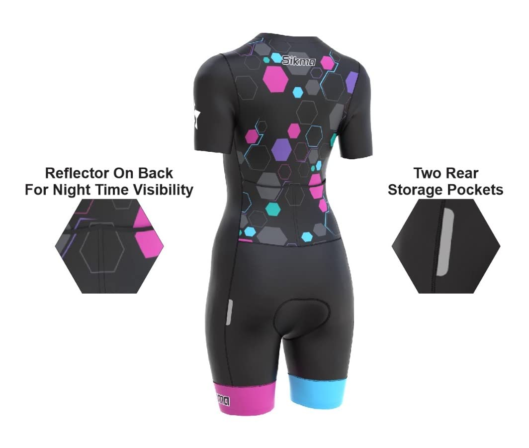 Ladies Cycling Skinsuit Women Padded One Piece Trisuit Bike Top Short Sublimated Design bib Short