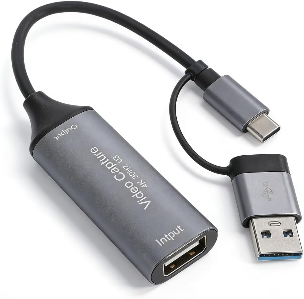 HDMI to USB Card, 4K Input 1080P 60FPS USB3.0 Video Capture Device, for Streaming Teaching Video Conferencing