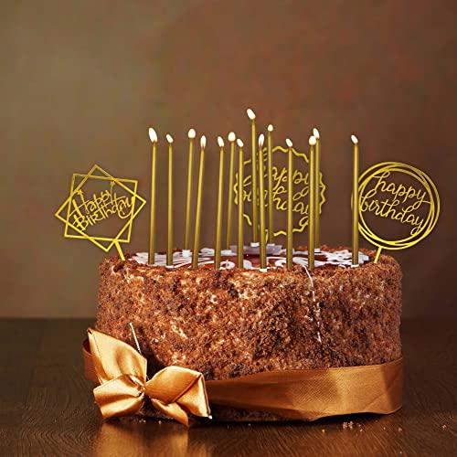 Comluge 24Pcs Gold Birthday Candles For Cake Small Tall Long Birthday Cake Candles In Birthday Party Party Candles Celebrations (Small, Gold) #TOP6