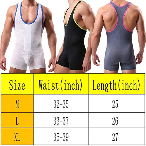 SPNSSTCR Men Athletic Supporters Undershirts Wrestling Singlet Sports Gym Jumpsuit Underwear Boxers (Grey, Large)