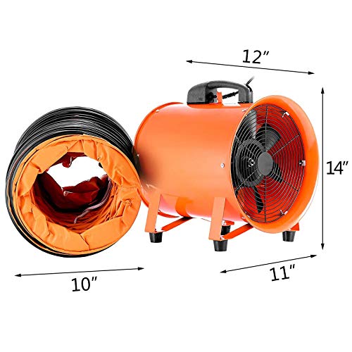 Vevor Utility Blower Fan 10 Inch Portable Ventilator High Velocity Utility Blower Mighty Mini Low Noise With 5M Duct Hose (10 Inch With 5M Duct Hose) #TOP5