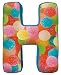 iscream Lettermania H Initial 16" Gumdrop Print Fleece Back Microbead Pillow