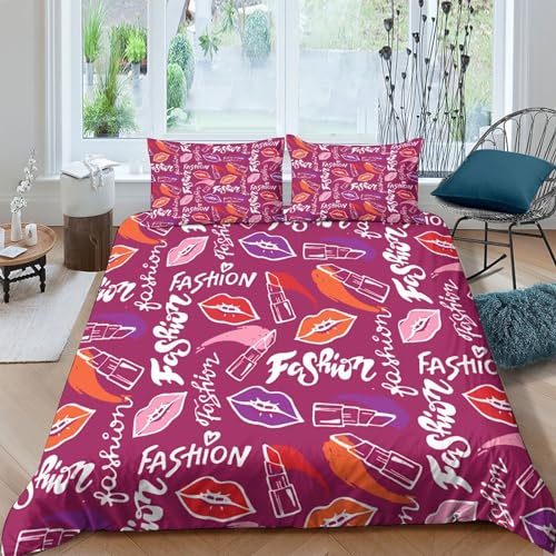 Funda nórdica de labios para dormitorio juvenil moderno textil transpirable de microfibra 2