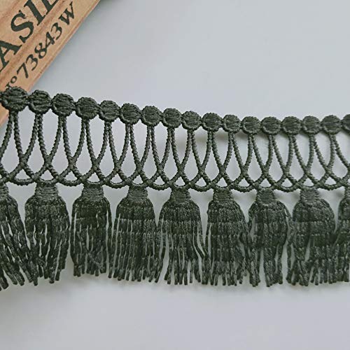2 Meters Tassel Fringe Edge Lace Trim Ribbon Hollow Valance Patchwork 5cm Width Vintage Black Edging Trimmings Fabric Embroidered Applique Sewing Craft Wedding Bridal Dress Patchwork DIY Party