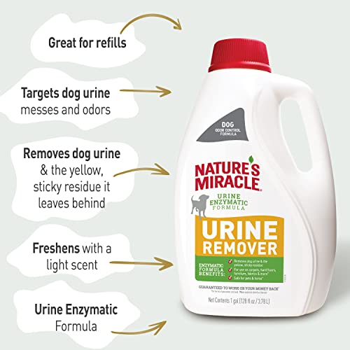 Image of Nature's Miracle Dog Urine Remover, Enzymatic Cleaner, 1 gal, 128 Fl Oz (Pack of 2)