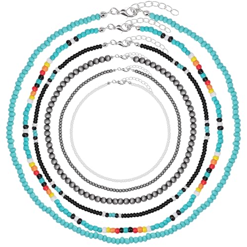 Navajo Pearl Necklace Western Seed Bead Choker Necklace Western Necklaces for Women 6PCS