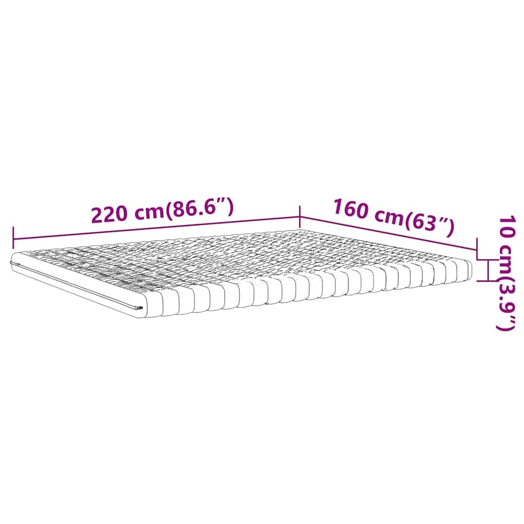 Materac piankowy biały 160 x 220 cm, 7-strefowy stopień twardości 20 ILD, z pokrowcem w kolorze brzoskwiniowo-różowym, oddychający, ergonomiczny, do podwójnego łóżka, sypialni i stelaża
