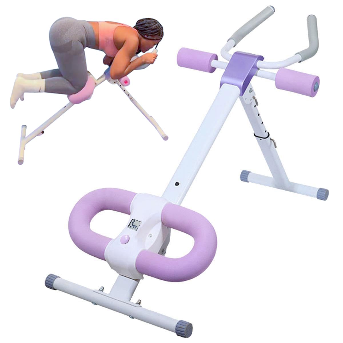 Ab Workout Equipment Ab Machine, Core & Ab Trainer Machine at Home Gym, Portable Abdominal Exercise Machine, Ab Roller for Stomach with LCD Monitor