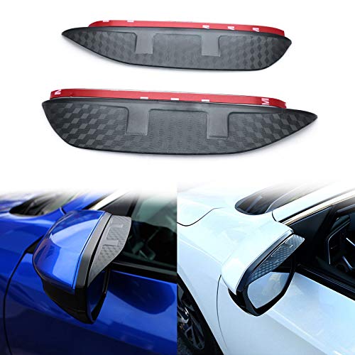 Xotic Tech 2pcs 3D Left+ Right Door Mirror Rain Snow Visor Shade Guard Decor Carbon Fiber Style Compatible with Honda Civic 2016-2020(Black)