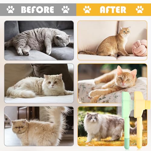 Flohkamm für Katzen, 2 Stück Selbstreinigender Flohkamm für Katze und Hund, Selbstreinigender Katzenkamm, Kamm zur Entfernung von Tierhaaren, Flohkamm, Fellpflegebürste