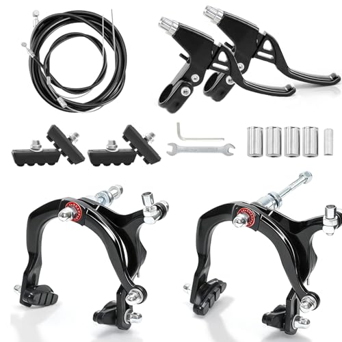 Qcdou Bike Brake Set, Front & Rear C Caliper Brake Kit, Bike Brake Pads, C Shape Brake Caliper, with...