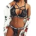 Produktbild Pingtr Damen Dessous - Damen Strapout Durchbrochene Dessous Pyjama Set,Frauen-Wäsche-Korsett-Verband-Hohle Bügel-Spitze-Musselin-Nachtwäsche-Unterwäsche