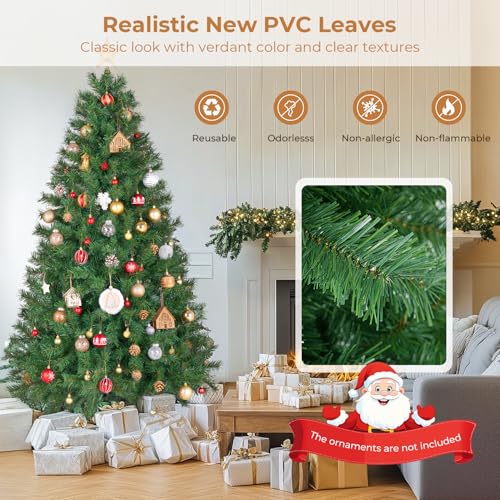 6-ft-Artificial-Christmas-Tree-with-700-PVC-Branch-Tips-Holiday-Xmas-Tree-with-Foldable-Metal-Base-and-Easy-Assembly-Christmas-Trees-for-Yard-Porch-Home-Office-Party-Decoration-Green 6 ft Artificial Christmas Tree with 700 PVC Branch Tips Holiday Xmas Tree with Foldable Metal Base and Easy Assembly Christmas Trees for Yard Porch Home Office Party Decoration Green