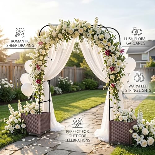 Arche de jardin avec pots de fleurs structure stable fer anti vent