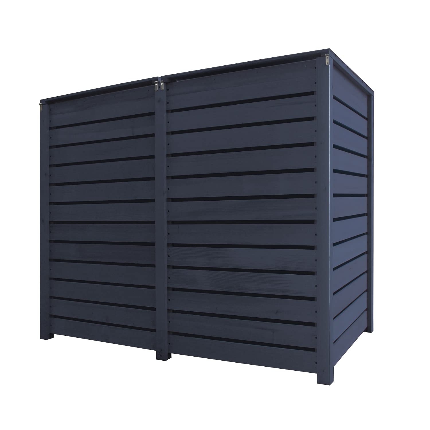 Mülltonnenbox 2 Tonnen 120L für KLEINE Tonnen Mülltonnenverkleidung HH imprägniert in anthrazit Mülltonnecontainer Mülltonnenabdeckung Holz mit Rückwand