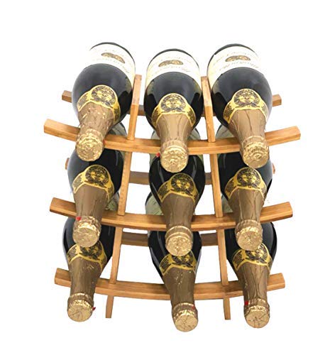 DECOMIL 9 Bottle Samurai Style Stackable Modular Wine Rack Wine Storage Rack Solid Bamboo Wine Holder Display Shelves, Wobble-Free (9 Bottle Capacity - Samurai Style Capacity)