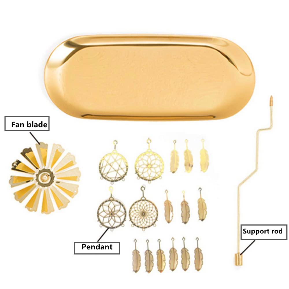 Portavelas giratorio con bandeja, portavelas de metal dorado para Navidad, día de San Valentín, decoración de fiesta y regalo (atrapasueños) 6