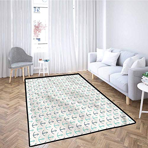 Nautical Indoor/Outdoor Rug Mat Hand Drawn Line Art Design for Babies, Infants, Toddlers