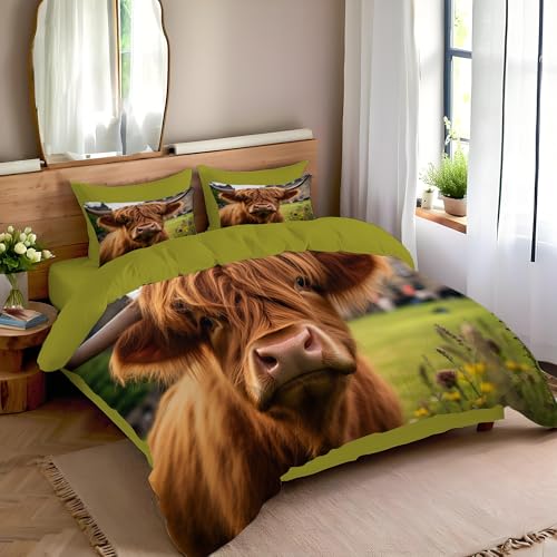 Housse de couette animaux Highlands douce et facile à laver en machine
