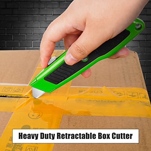 Image of DIYSELF 2 Pack Utility Knife, Box Cutter Retractable, Heavy Duty Small Box Knife Exacto Knife, Comfortable Aluminum Handle, Sharp Blade, Box Opener for Cardboard, Boxes, Carpet (Green)