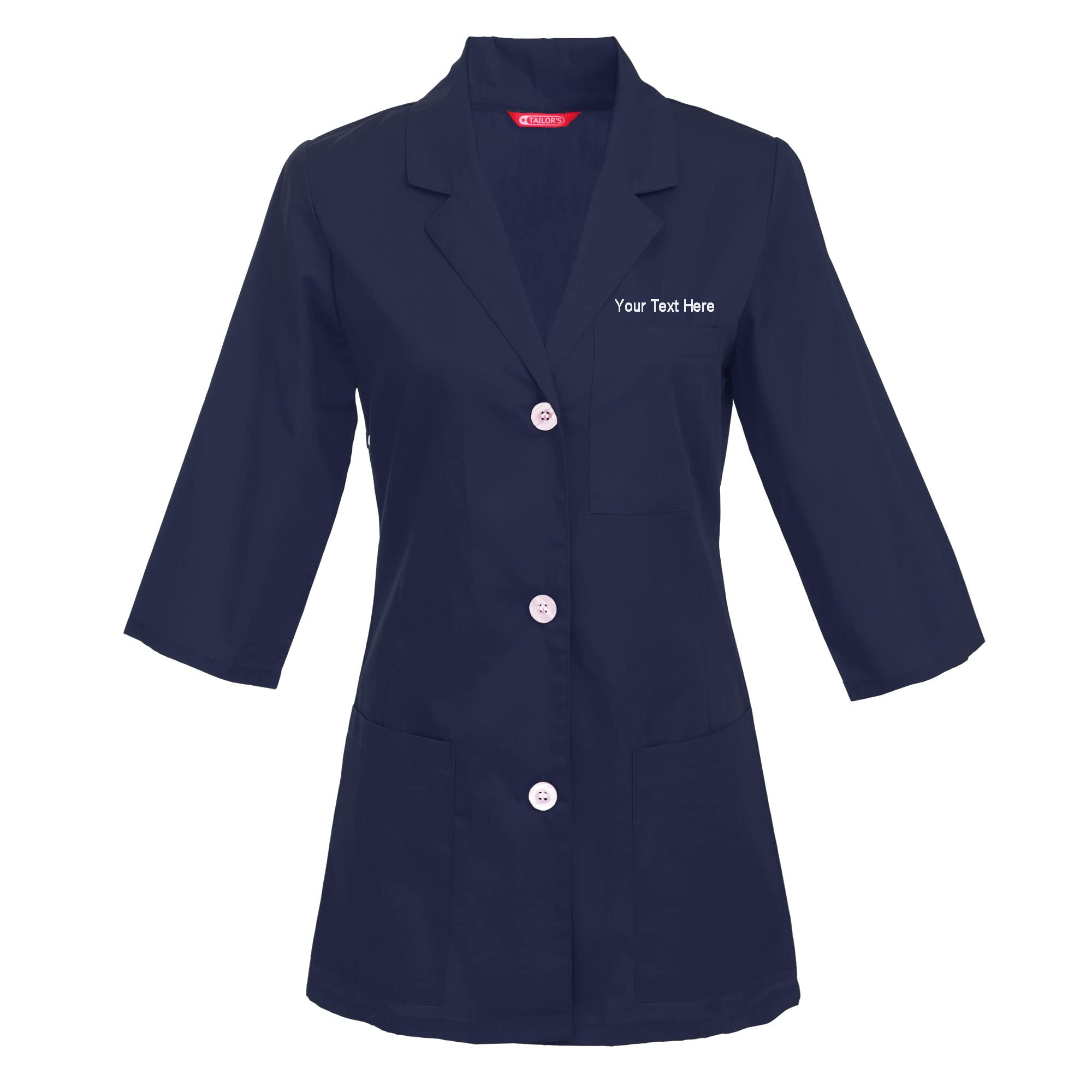 Women's Custom Personalized Consultation 3/4 Sleeve Lab Coat, 29 Inch Length