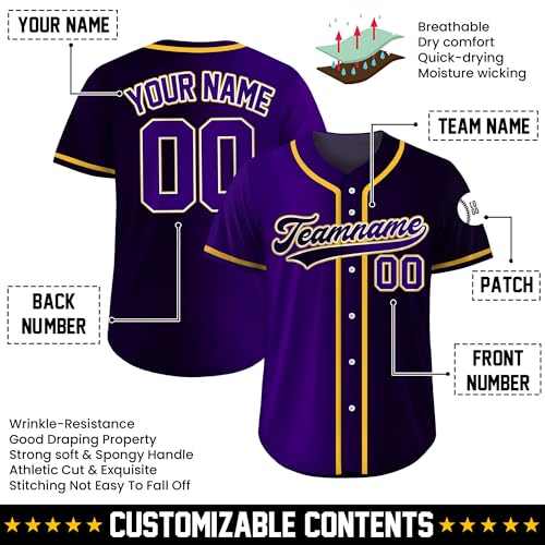 Custom Baseball Jersey – Personalized Name, Number & Logo, Button Up Jersey for Men, Women, Youth, Toddlers miniatura 2