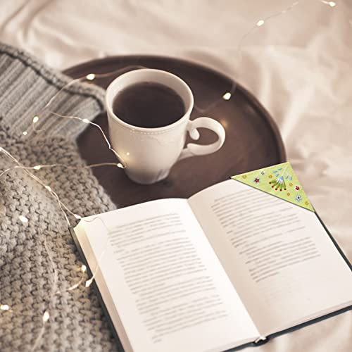 2Pcs Personalized Hand Embroidered Corner Bookmark，Cute Flower Embroidery Handmade Diy Bookmarks，Book Marker Clip Felt Triangle Page Stitched For Book Reading Lovers Meaningful Gift #TOP4