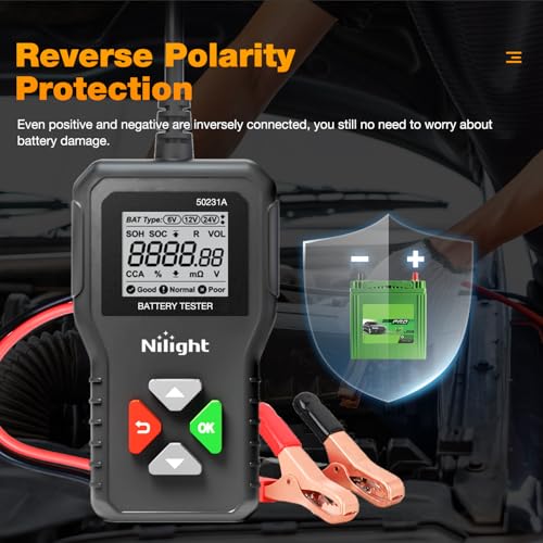 Image of Nilight Car Battery Tester 6V 12V 24V Accurate Digital Auto Analyzer 100-2000 CCA Voltage SOH SOC Internal Resistance Test for Cars Trucks SUV ATV Boats Motorcycles Vehicle