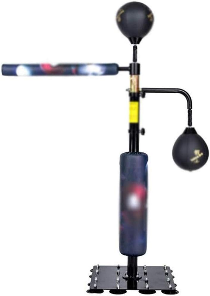 Training Boxing Ball with Reflex Bar, Solid Speed Punching Bag Free Standing, Adjustable Height, Boxing Speed Trainer Punching Spinning Bar with Dual Punch Head
