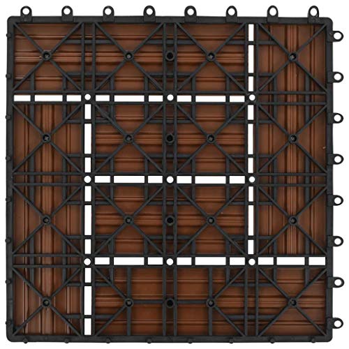 Tidyard 11 stuks dektegels van PVC, bruin/grijs, tuintegels voor buiten, vierkant, van hout, voor buiten, van hout, 30 x 30 cm, 1 m² - Image 6
