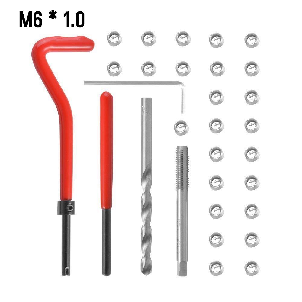 Schroefdraadinzetstukken, Akozon 20 stuks 302 Koolstofstaal Zelftappende schroefdraad Inzet Schroef Reparatieset (interne M5* 0,8 Extern M8 * 1,0: 10 mm