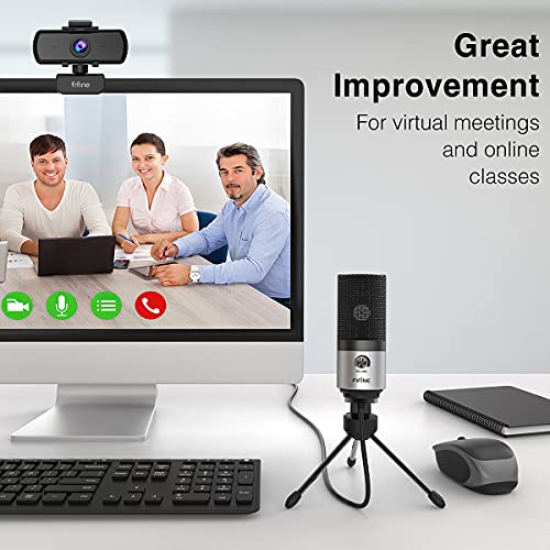FIFINE USB Microphone for Zoom Video Meeting Online Class on PC Computer, Metal Condenser Desktop Mic with Gain Control for Windows and Mac, Silver - K669S - Image 6