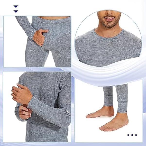 MERINNOVATION 100% lana merino Harren Set leggero, medio, biancheria intima termica in lana merino, maglietta a maniche lunghe