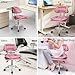JOSTZHXIN Rolling Stool with Backrest, Home Office Rolling Stool Chair, Thickened Seat Cushion, Adjustable Height Swivel Chair for Nail Shop Salon Spa Massage Tattoo,Pink