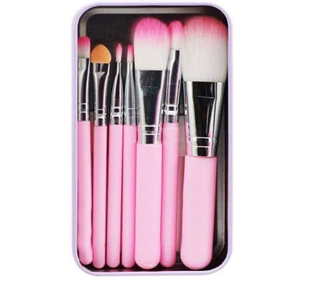 SIRF TUM 7 Foundation Brush -Pack of 7 Pink-Mini Brush Kit With a Storage Box